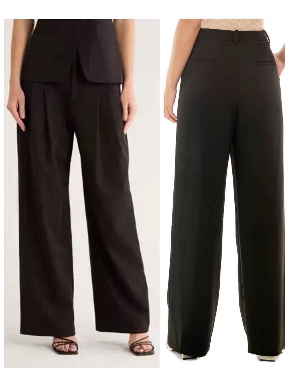 Anthropologie WAYF NWT Pleated Wide Leg Satin Trouser Pants in Black